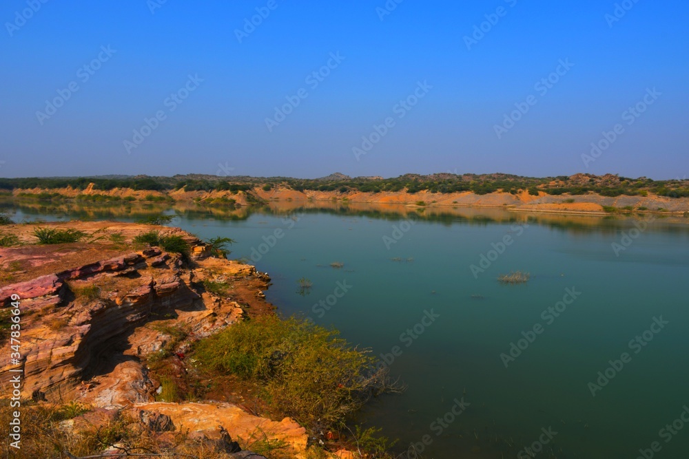 Obraz premium Indian Lake at Kutch, Gujarat, India, Garden, Indian River