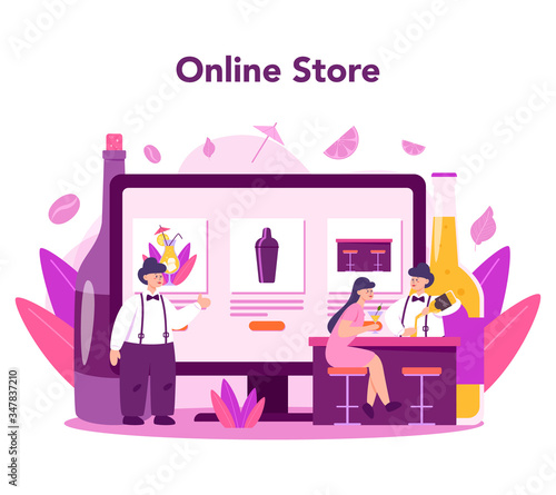 Barkeeper online service or platform set. Online store,