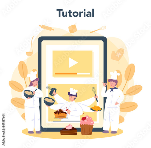 Confectioner online service or platform. Online baking tutorial.