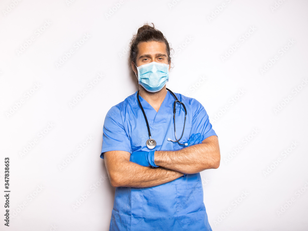 doctor with mask and gloves in a white background doctor with mask and gloves in a white background