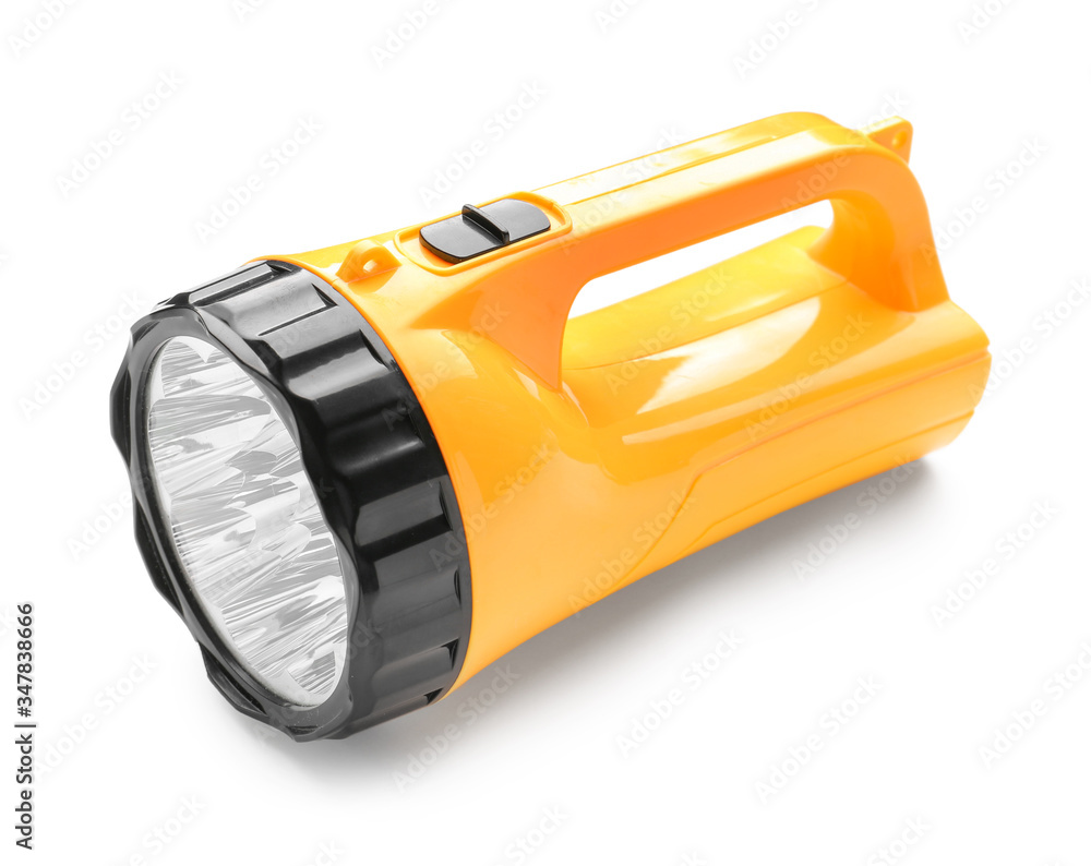 Modern flashlight on white background Modern flashlight on white background