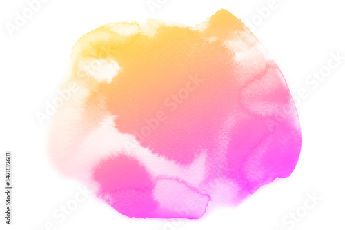 Abstract pink and orange watercolor textuer on white background.