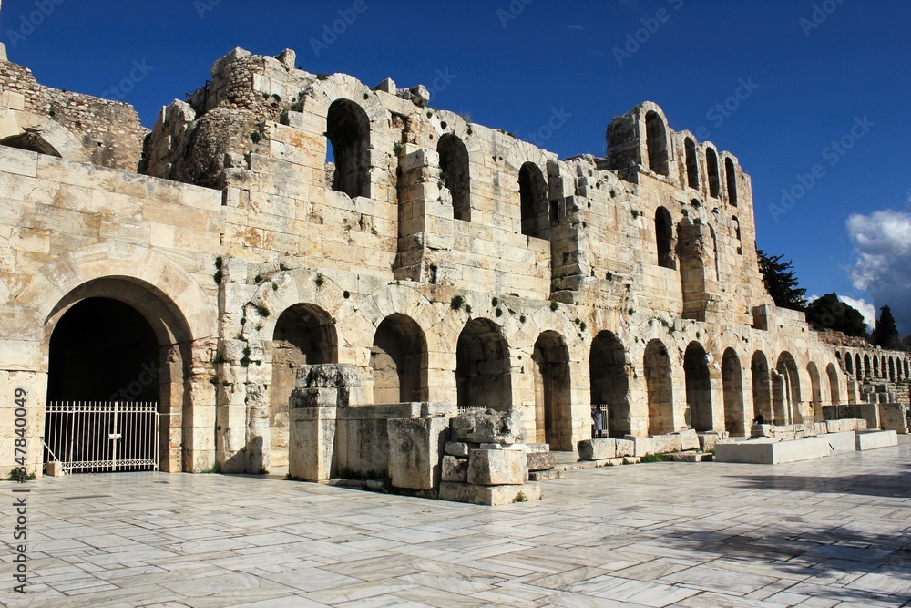 View of the Odeon of Herodes Atticus, Athens, Greece, February 5 2020.