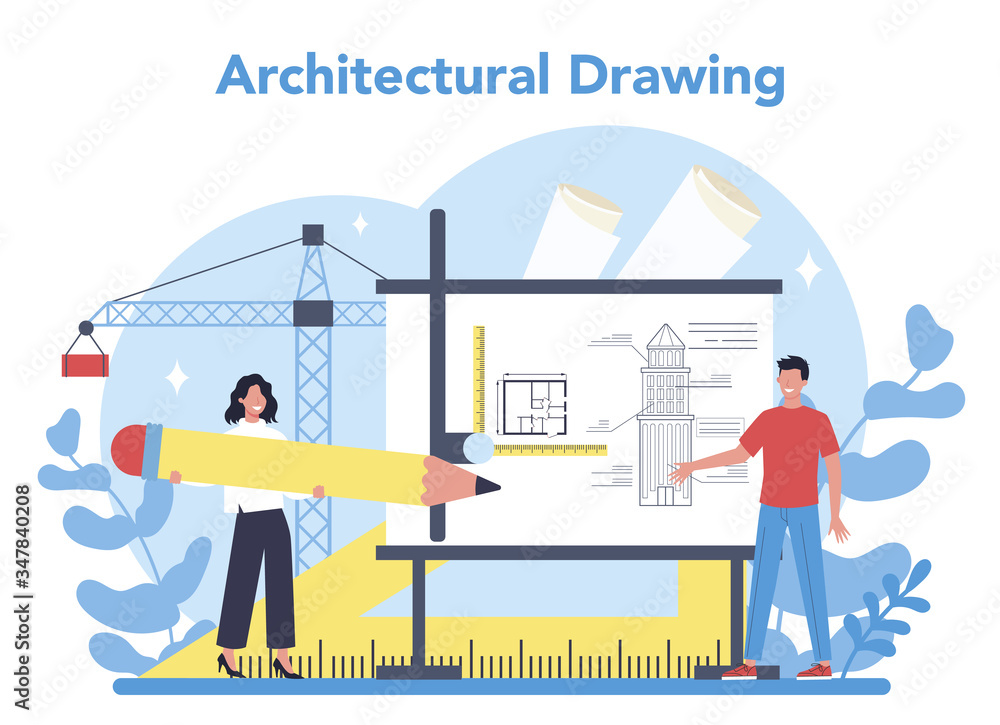 Architecture concept. Idea of building project and construction work. Architecture concept. Idea of building project and construction work.