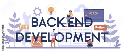 Back end development typographic header concept. Software