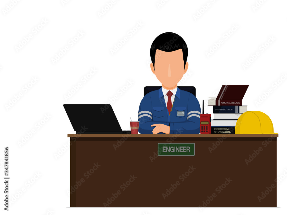 An engineer is working on his desk An engineer is working on his desk