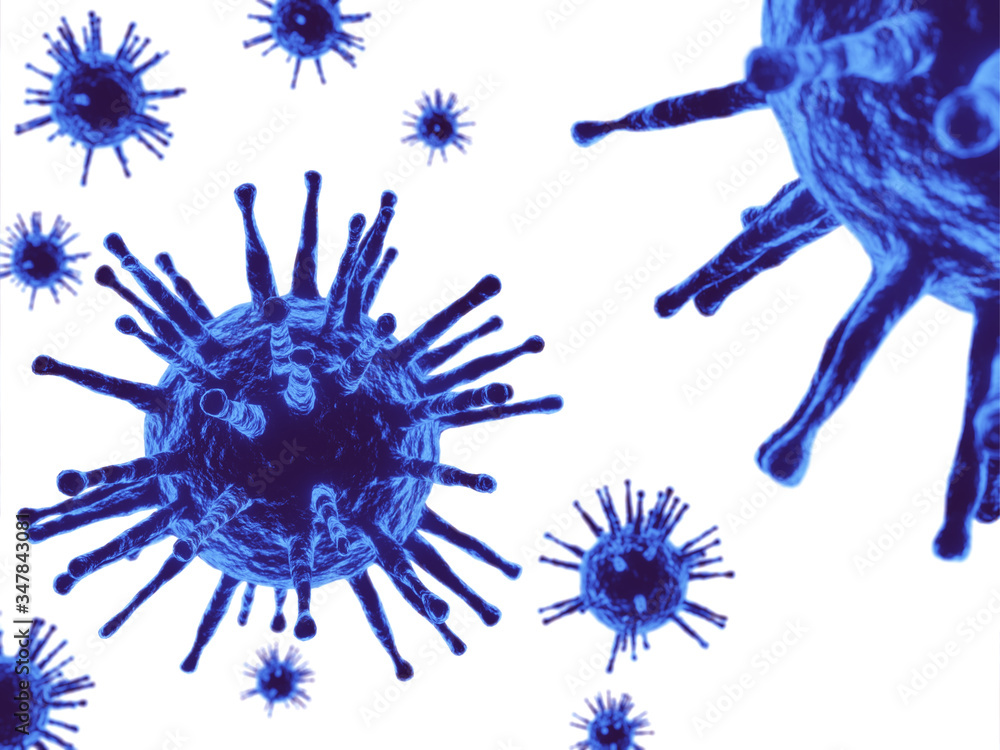 Bacteria, coronavirus 3D White background Bacteria, coronavirus 3D White background