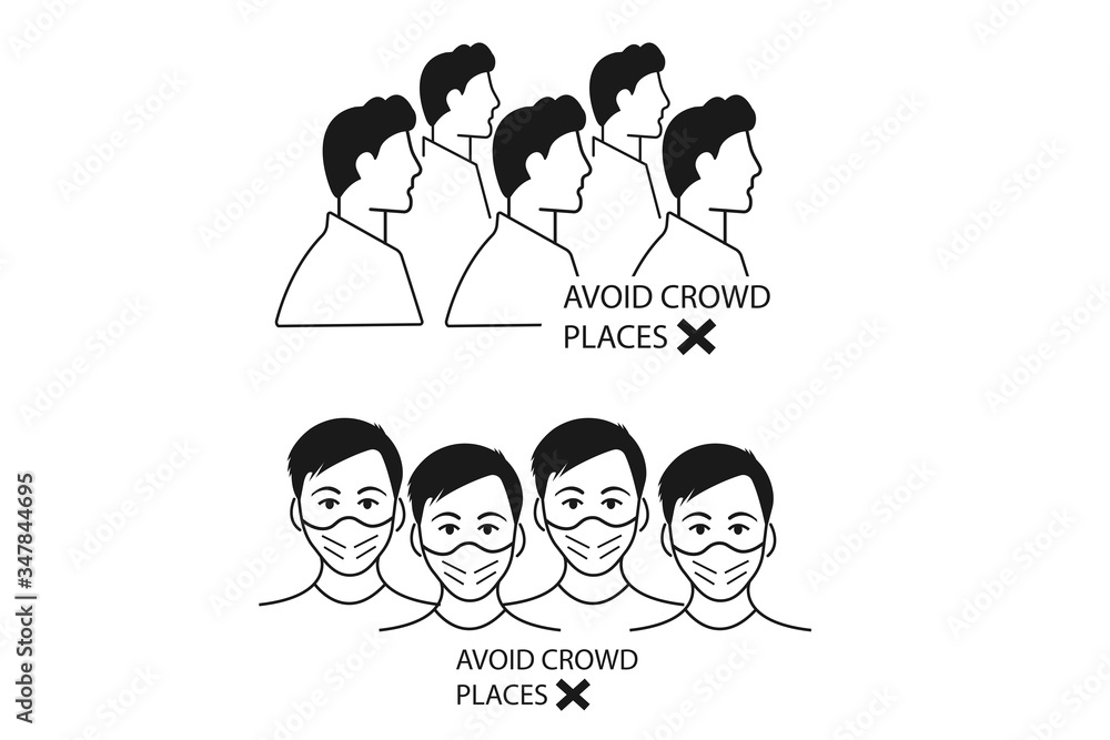 Fototapeta premium Avoid crowd place icon vector 