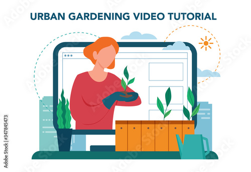 Urban farming or gardening online service or platform. City