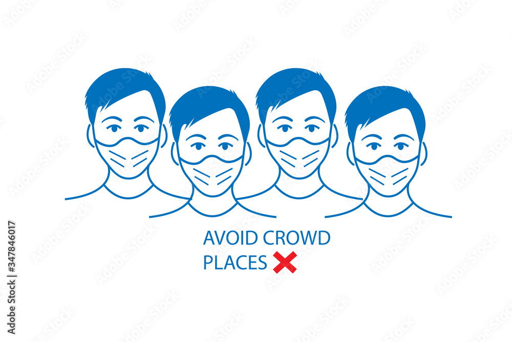 Avoid crowd place icon vector. Blue version Avoid crowd place icon vector. Blue version