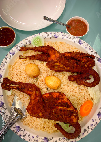 Arabian food Full chicken with rice mandi