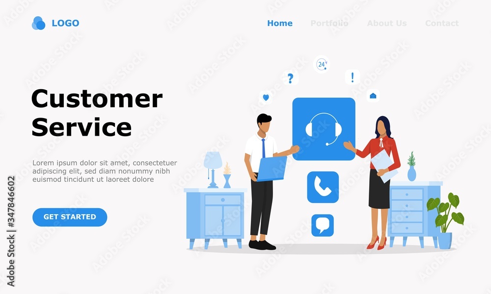Customer Support and Advising Clients Vector Illustration Concept , Suitable for web landing page, ui, 
mobile app, editorial design, flyer, banner, and other related occasion