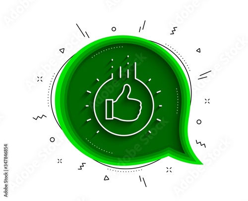 Like hand line icon. Chat bubble with shadow. Thumbs up finger sign. Brand ambassador gesture symbol. Thin line like hand icon. Vector