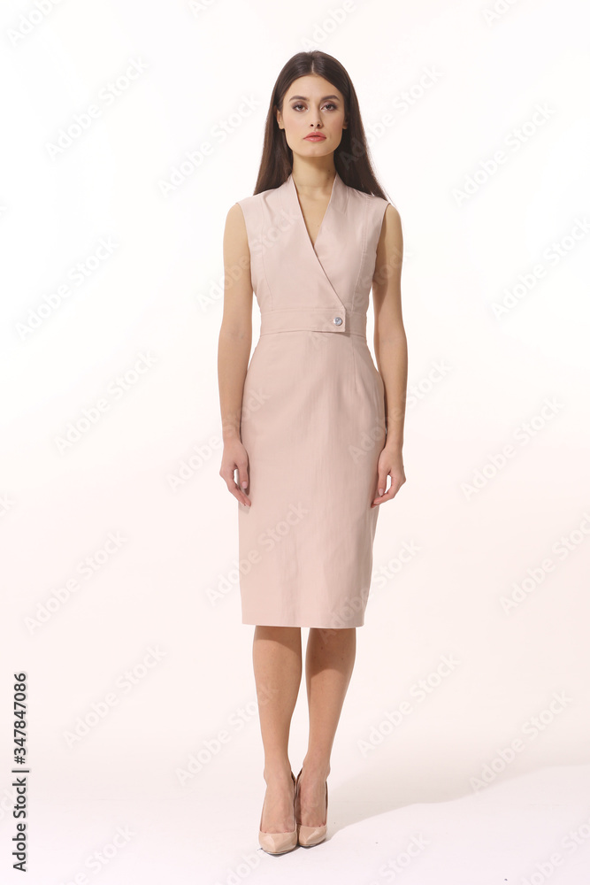 Indian brunette business woman executive posing in formal short sleeve dress Indian brunette business woman executive posing in formal short sleeve dress