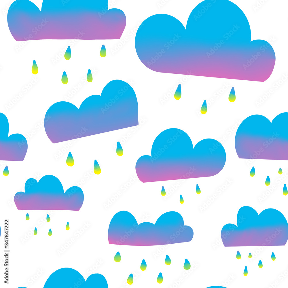 Blue and violet abstract clouds with raindrops seamless pattern. Blue and violet abstract clouds with raindrops seamless pattern.
