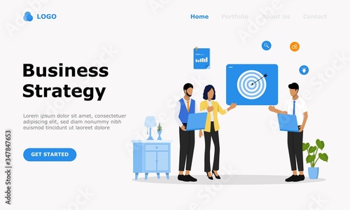 Business Strategy Vector Illustration Concept , Suitable for web landing page, ui, mobile app, editorial design, flyer, banner, and other related occasion  © Honeybe