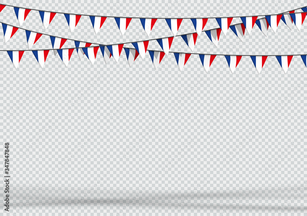 Fototapeta premium Bunting Hanging Banner French Flag Triangle Background
