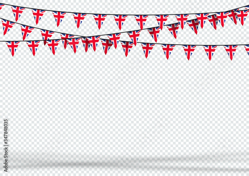 Billede på lærred Bunting Hanging Banner UK British Flag Triangle Background