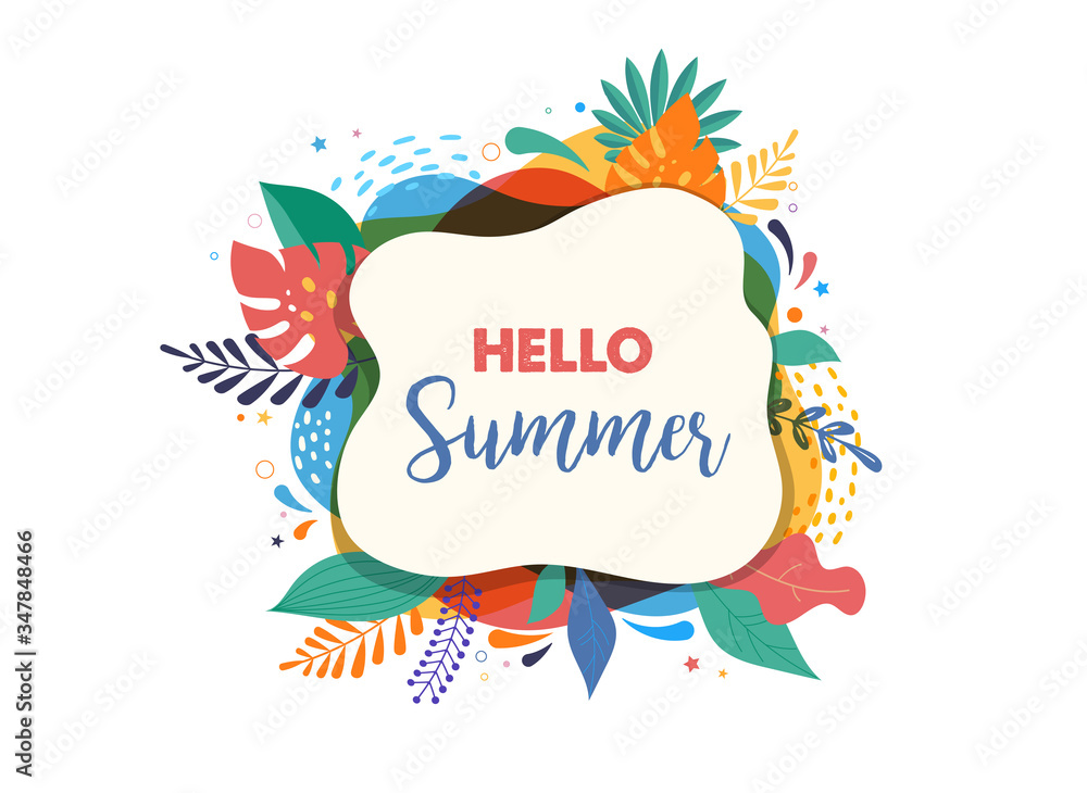 Hello summer abstract background, summer sale banner, poster design. Vector illustration Hello summer abstract background, summer sale banner, poster design. Vector illustration