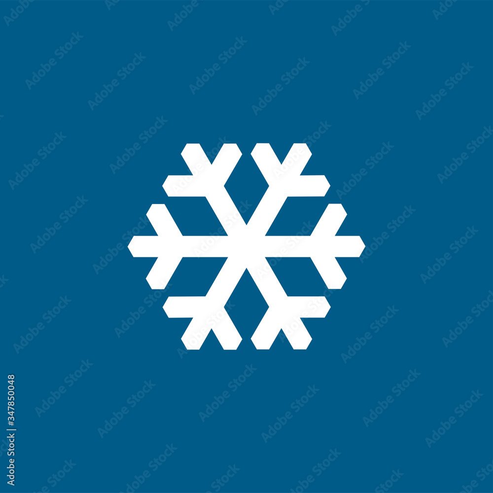 Snowflake Icon On Blue Background. Blue Flat Style Vector Illustration Snowflake Icon On Blue Background. Blue Flat Style Vector Illustration