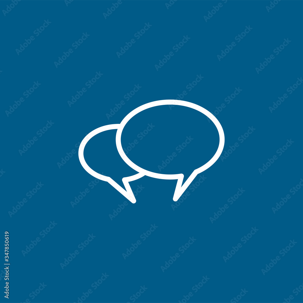Speech Bubble Line Icon On Blue Background. Blue Flat Style Vector Illustration Speech Bubble Line Icon On Blue Background. Blue Flat Style Vector Illustration