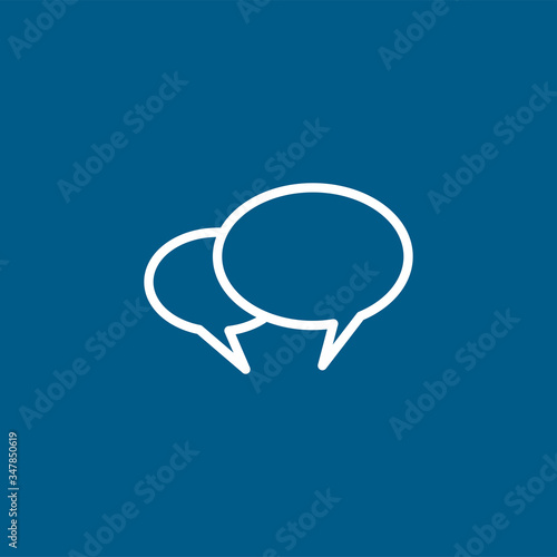 Speech Bubble Line Icon On Blue Background. Blue Flat Style Vector Illustration