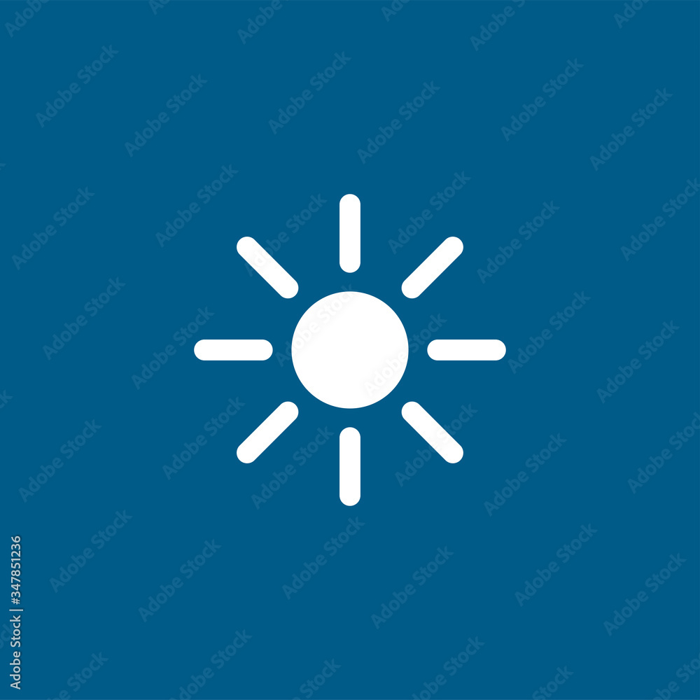 Sun Icon On Blue Background. Blue Flat Style Vector Illustration Sun Icon On Blue Background. Blue Flat Style Vector Illustration