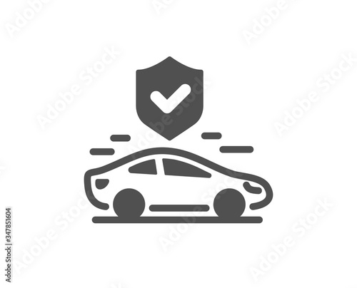 Transport insurance icon. Car risk coverage sign. Vehicle protection symbol. Classic flat style. Quality design element. Simple transport insurance icon. Vector