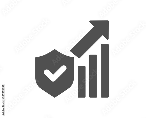 Security statistics icon. Cyber defence sign. Private protection symbol. Classic flat style. Quality design element. Simple security statistics icon. Vector