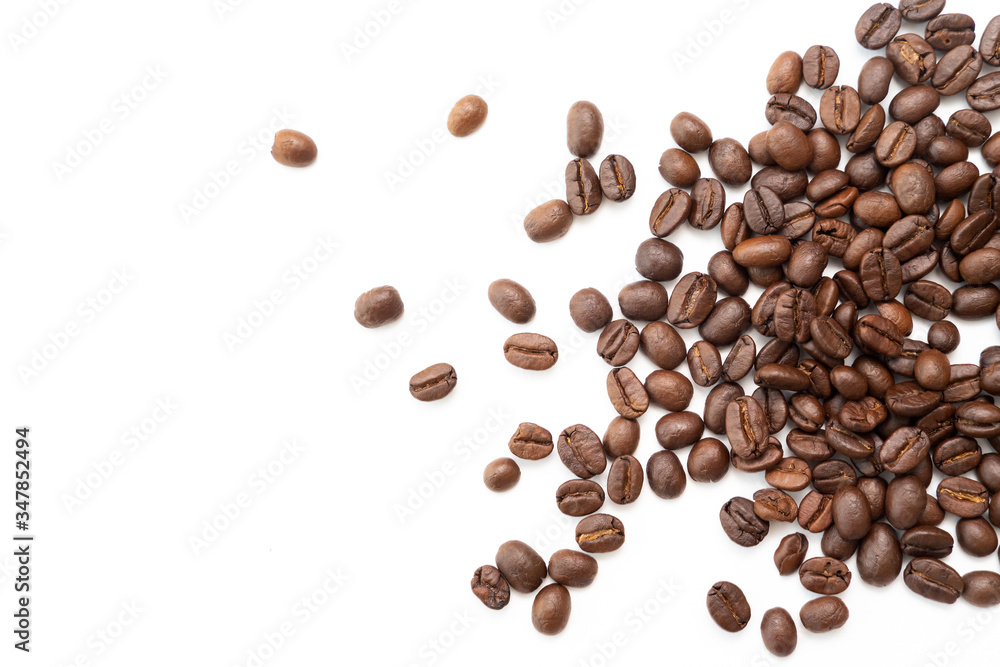 Coffee beans isolated on white background. Close up. Coffee beans isolated on white background. Close up.