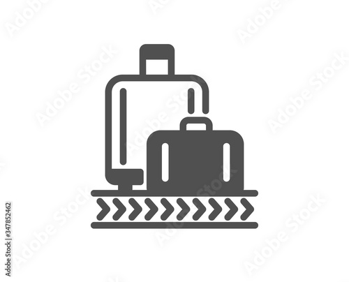 Airport baggage reclaim icon. Airplane luggage lane sign. Flight checked bag symbol. Classic flat style. Quality design element. Simple baggage reclaim icon. Vector