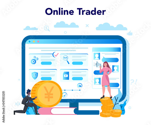 Trader, financial investment online service or platform. Buy or sell