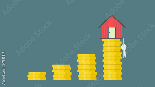 save money for investment mortgage concept by money house from a coins