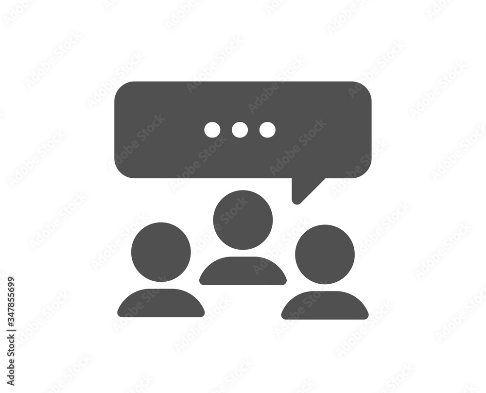 Meeting icon. Discussion or consultation sign. People communication management symbol. Classic flat style. Quality design element. Simple meeting icon. Vector Meeting icon. Discussion or consultation sign. People communication management symbol. Classic flat style. Quality design element. Simple meeting icon. Vector