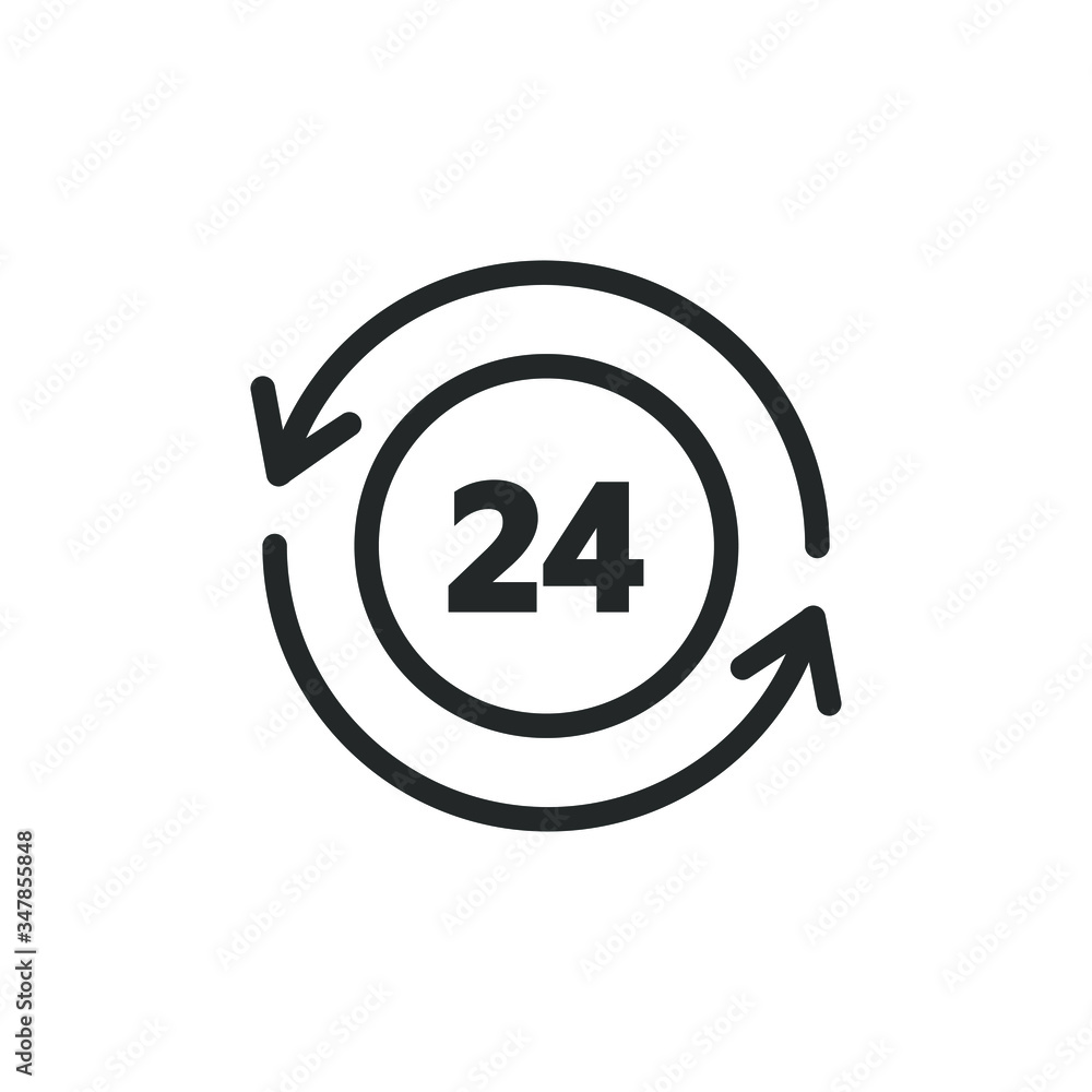 24 hours icon with fill color style design 24 hours icon with fill color style design