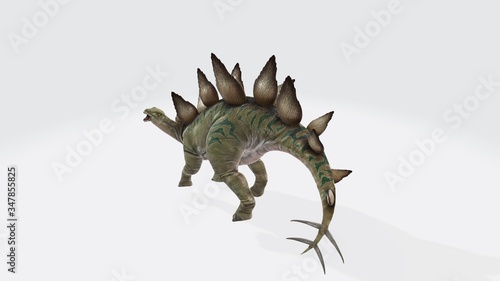 3d illustration of stegosaurus. Dinosaur stegosaurus and monster model Isolated white background  with clipping path