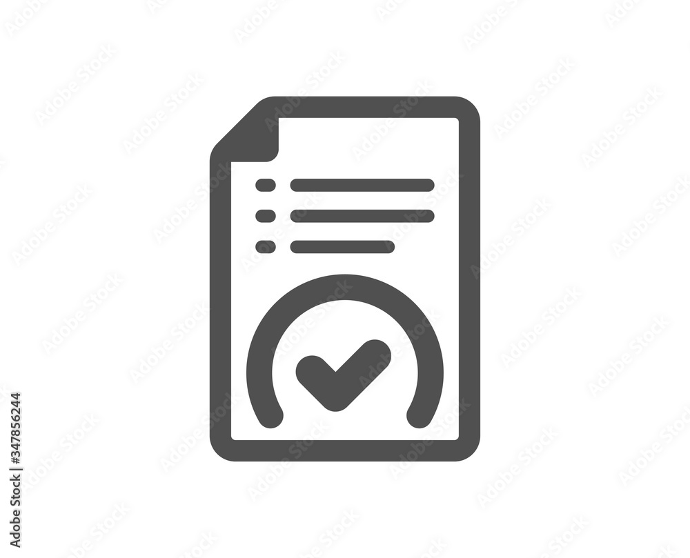 Approved document icon. Accepted file sign. Verification symbol. Classic flat style. Quality design element. Simple approved document icon. Vector