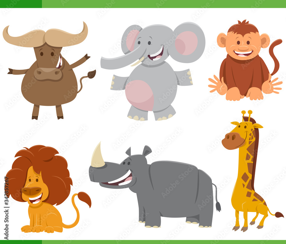 Naklejka premium cartoon wild African animal characters set
