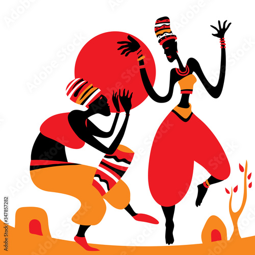 African Tribal Dance in the wild (Vector Art)