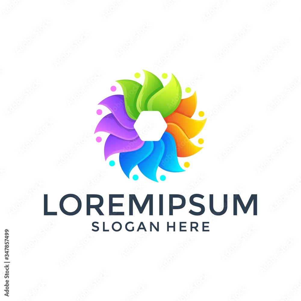 colorful flower logo design template