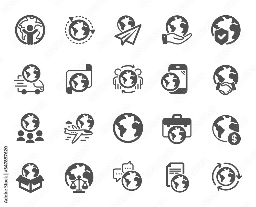 World business icons. Global law, translate language, Outsource business. International organization, financial transactions, world map icons. Delivery service, global outsource. Vector World business icons. Global law, translate language, Outsource business. International organization, financial transactions, world map icons. Delivery service, global outsource. Vector