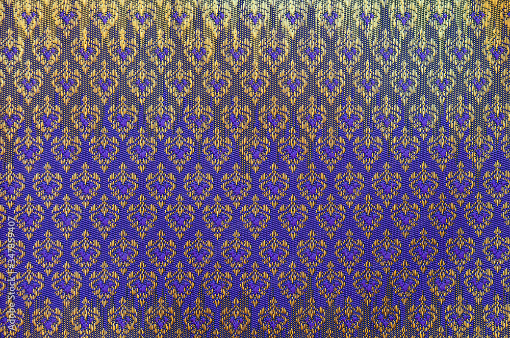 close up of beautiful thai silk fabric design