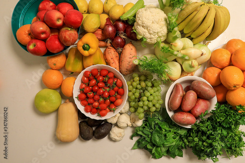 Fototapeta Naklejka Na Ścianę i Meble -  Fruits and Vegetables. Healthy organic food concept.