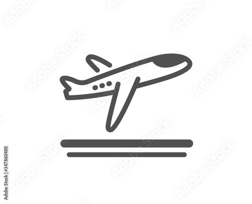 Airport departure plane icon. Airplane take off sign. Flight symbol. Classic flat style. Quality design element. Simple departure plane icon. Vector