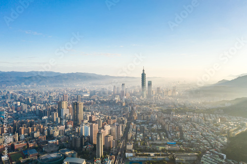 Skyline of taipei city in downtown Taipei, Taiwan. photo