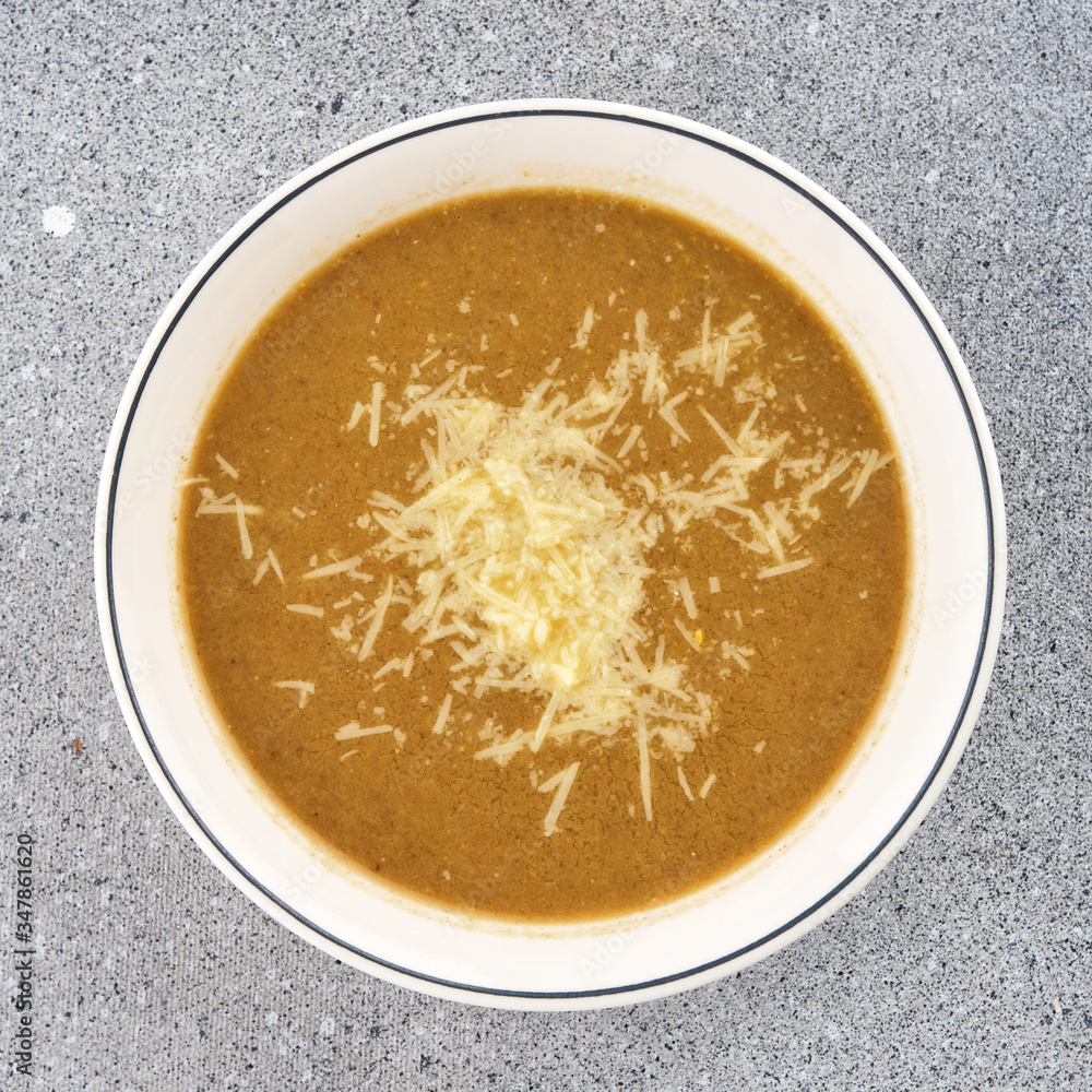 Mushroom soup with cheese. Vegetarian cream soup with mushrooms and cheese. Mushroom soup with cheese. Vegetarian cream soup with mushrooms and cheese.
