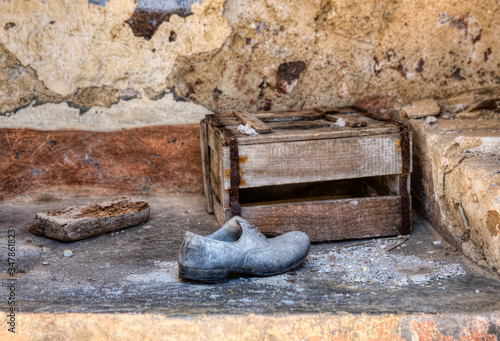 Shoe Left at the Earthquake of Poggioreale on Sicily, Italy photo