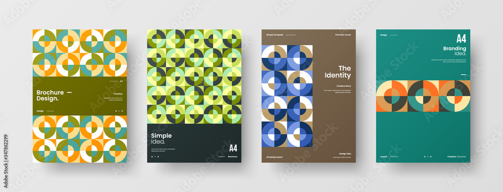 Company identity brochure template collection. Business presentation vector A4 vertical orientation front page mock up set. Corporate report cover abstract geometric illustration design layout bundle. Company identity brochure template collection. Business presentation vector A4 vertical orientation front page mock up set. Corporate report cover abstract geometric illustration design layout bundle.