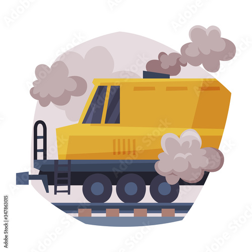 Train Emitting Dark Smoke, Ecological Problem, Air Pollution Vector Illustration photo