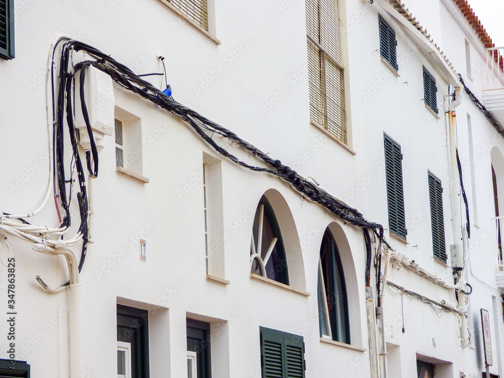 Fototapeta premium electric cables on wall